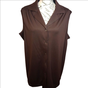 Vintage Sears The Shirt Brown Sleeveless Blouse XL